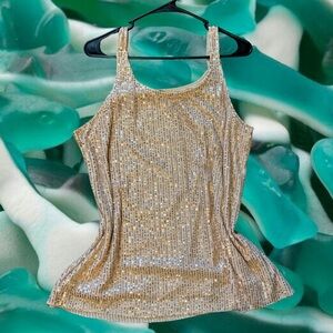 Sparkling Beige Sequin Tank Top